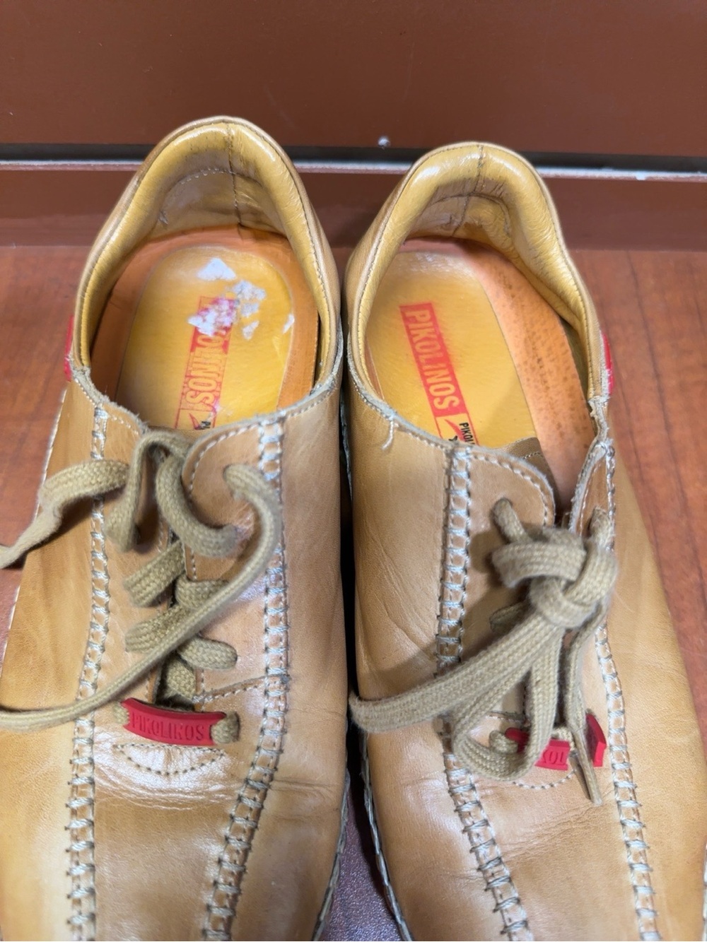 Pikolinos Leather Driving Moccasins Camel Brown Lace Up Shoes Size EU 37 - Picture 4 of 9